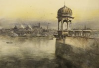 Muntehaa Azad, 15 x 22 Inch, Watercolor on Paper, Cityscape Painting, AC-MNA-013